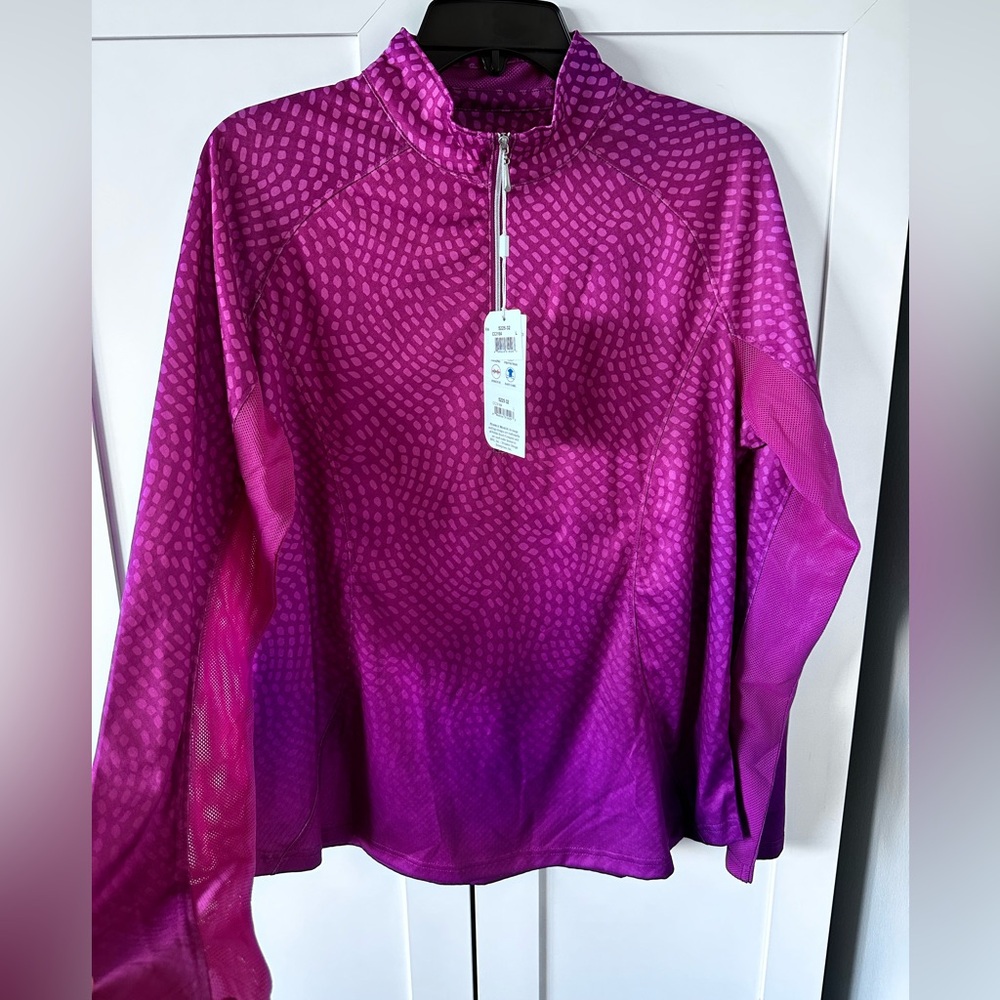 Pebble Beach Magenta Patterned Quarter-Zip Sweatshirt